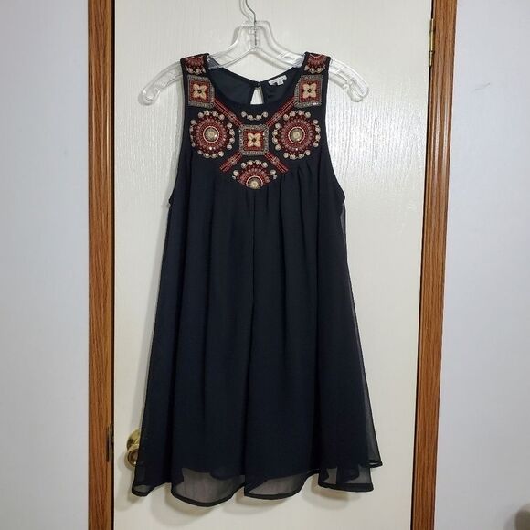 En Creme Sz Small Dress Embroidery & Sequin Black - Picture 2 of 7